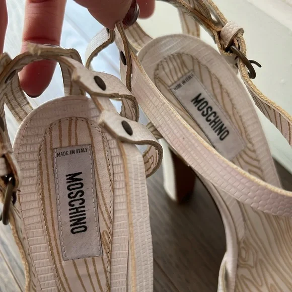 Moschino White Picket Fence Novelty Heels (EU 37)
